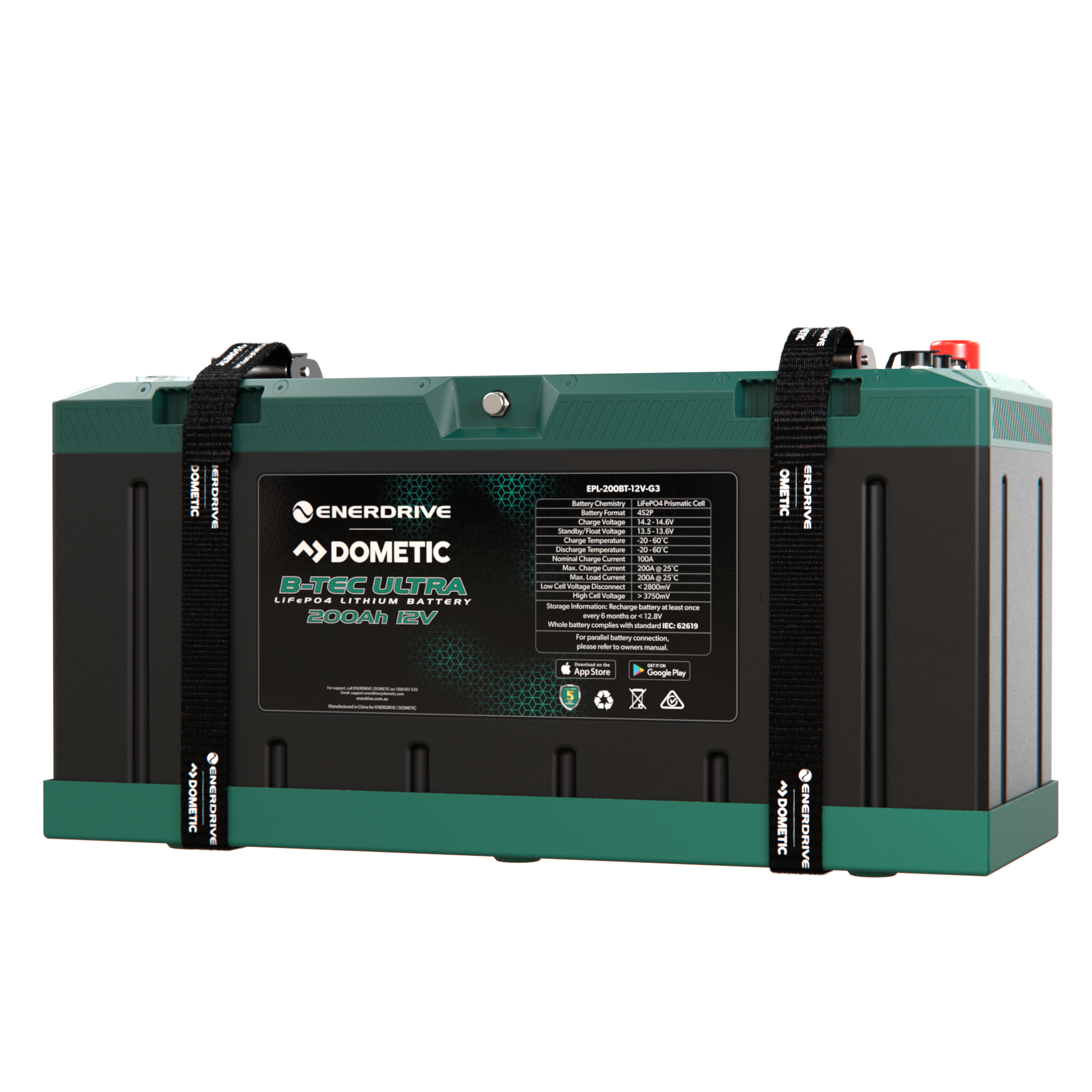 B-TEC ULTRA 12V 200Ah Lithium Battery IP67 Waterproof