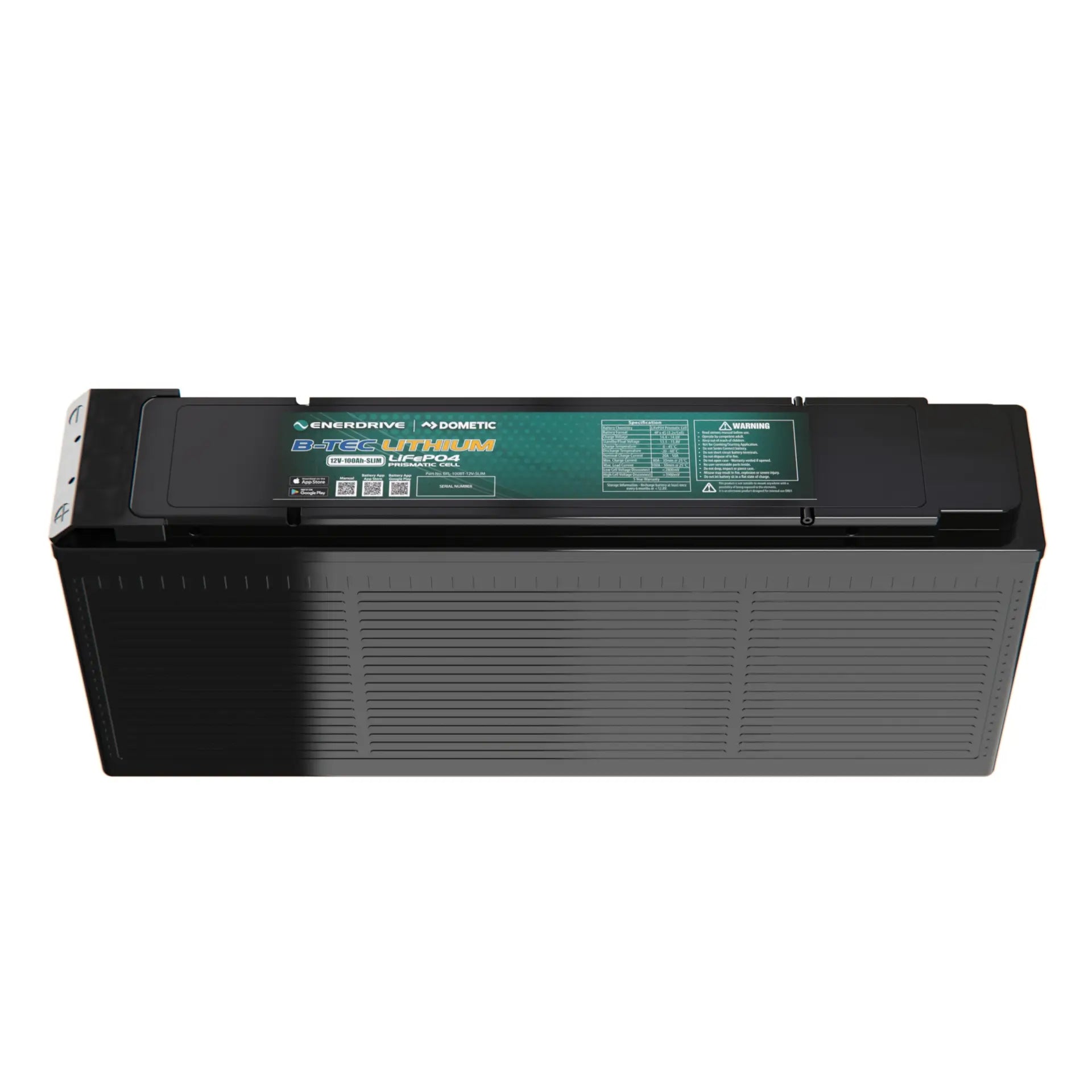 B-TEC 12V 100Ah Slimline Lithium Battery