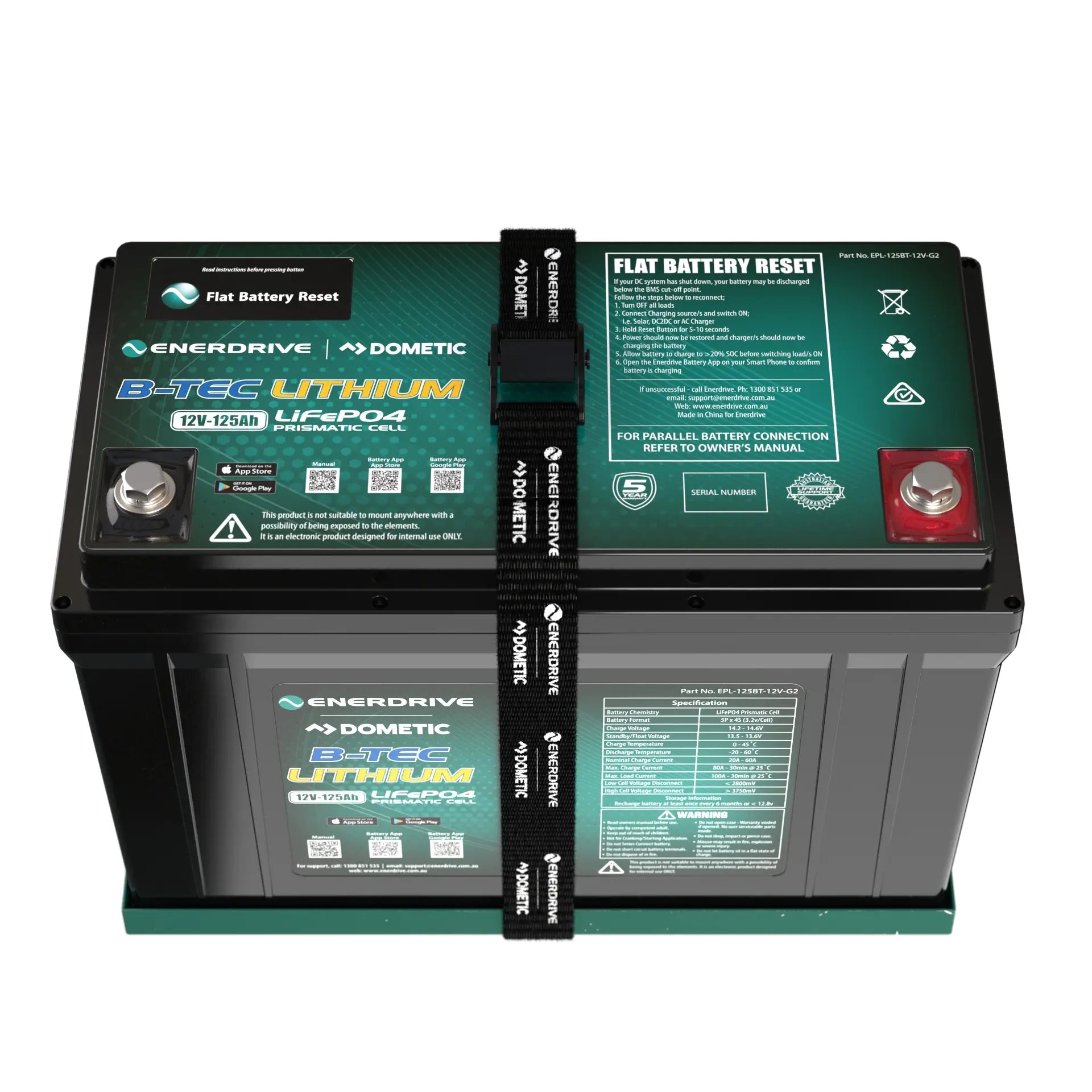 B-TEC 12V 125Ah G2 Lithium Battery