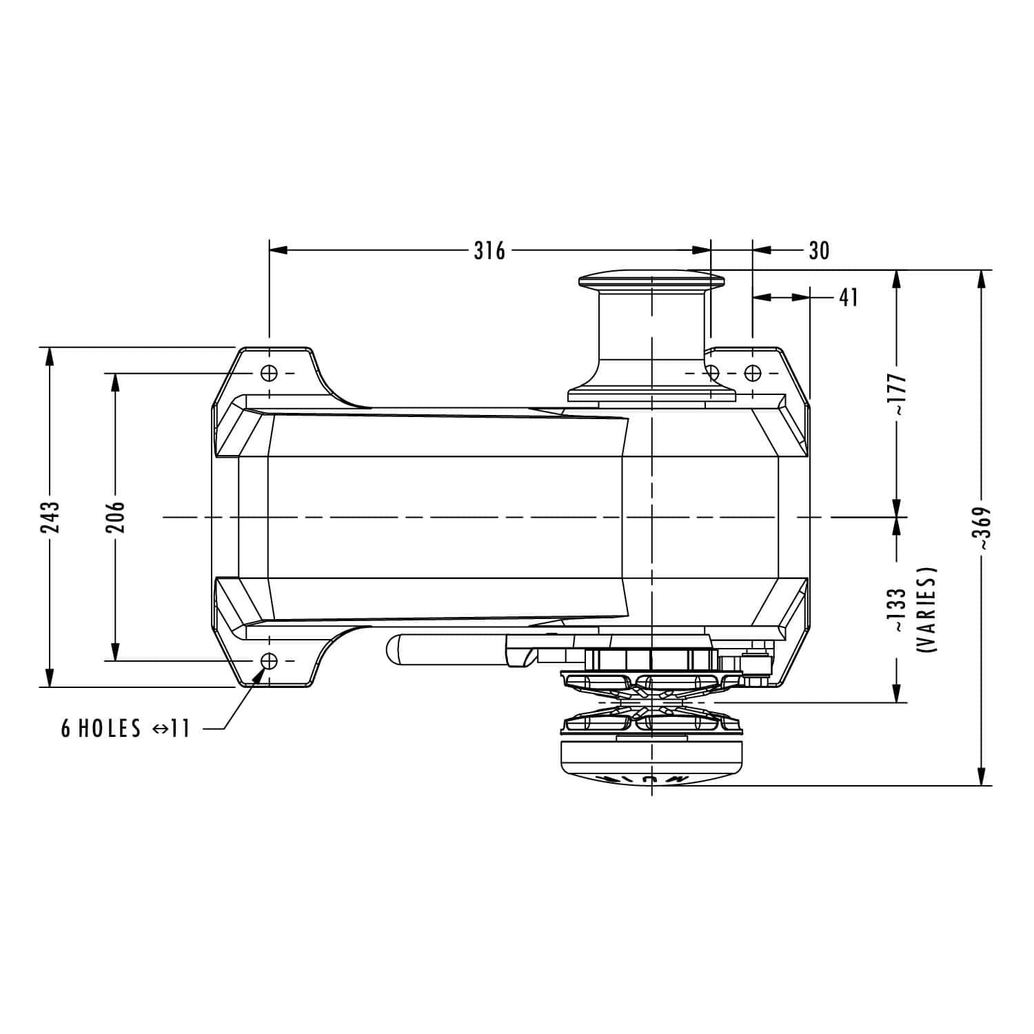 Marine Horizontal Windlass - Muir Compact HR2500
