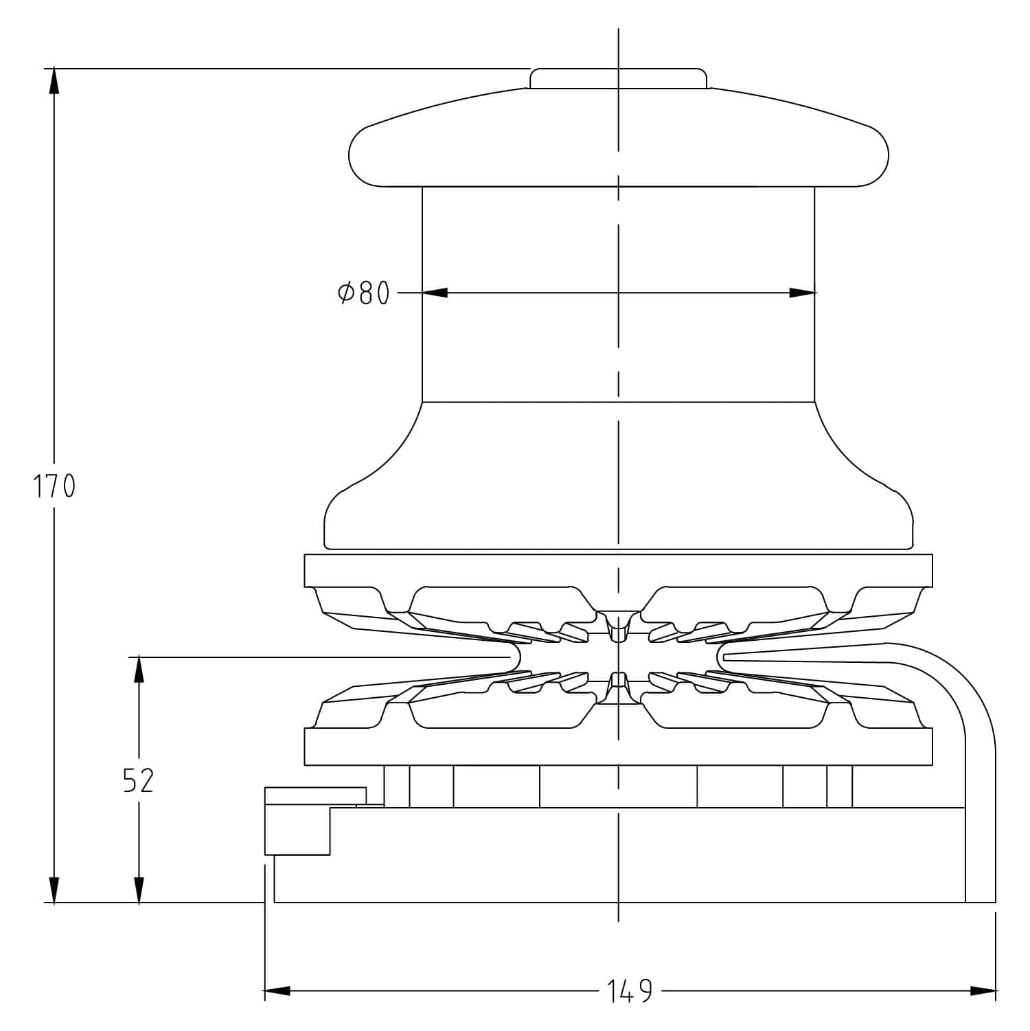 Marine Manual Vertical Winch - Muir VM500