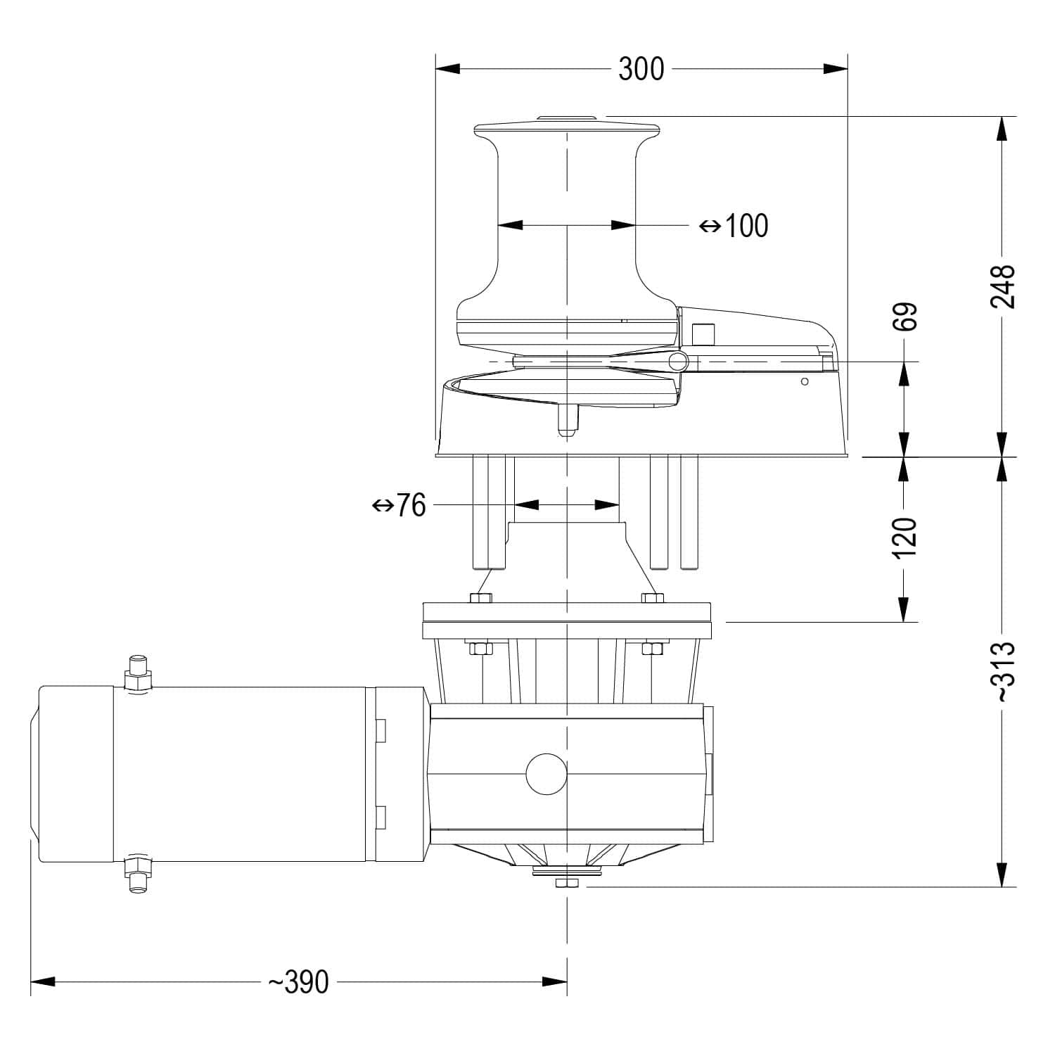 Marine Vertical Windlass - Muir Storm VR4000
